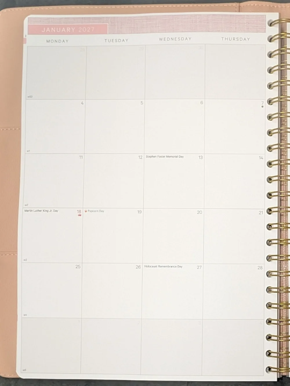 2026 Pink Spiral Planner with Sticker Sheet And Vegan Leather Case